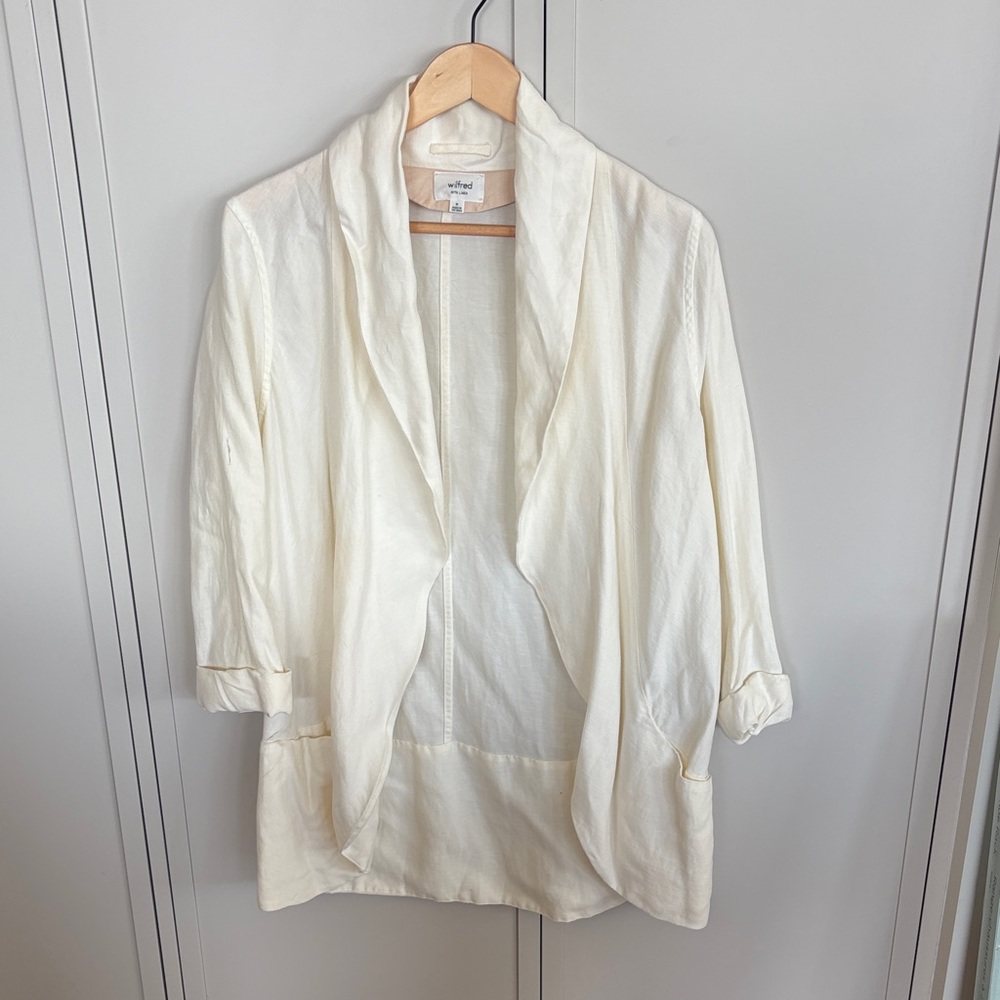 Wilfred Cream Open-Front Draped Blazer